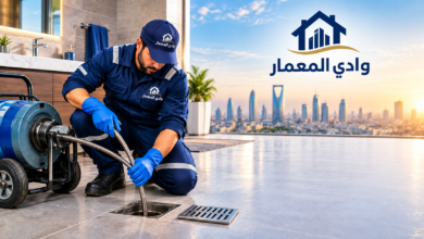 فني وادي المعمار أثناء تسليك مجاري بالرياض